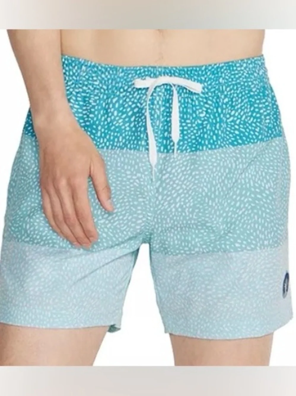 Chubbies SZ L turquoise Dot-Striped Swim Trunks